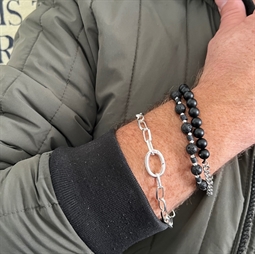 Mixede Herre armbånd i kæde og perler